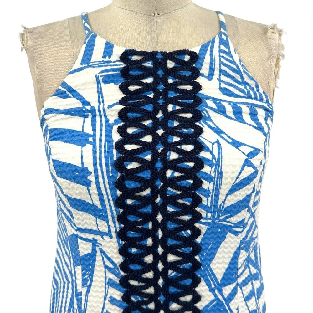 Lilly Pulitzer Annabelle Shift Dress Bay Yacht Sea Bau Blue Striped Size 0 - Picture 3 of 12